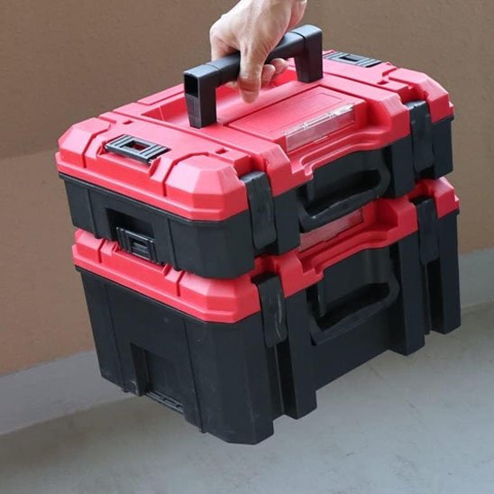 Caisse a outils rouge empilable